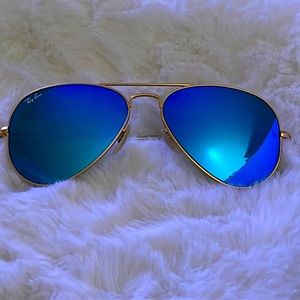 Rayban Aviator 3025 Matte gold with blue Mirror preloved